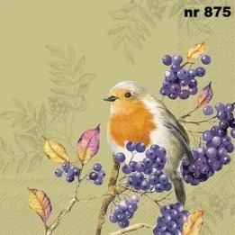 Bird life green servet 33x33cm