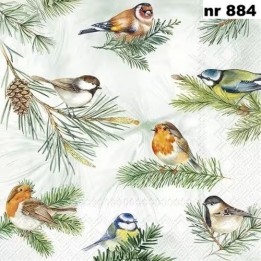 Charming birds green servet 33x33cm