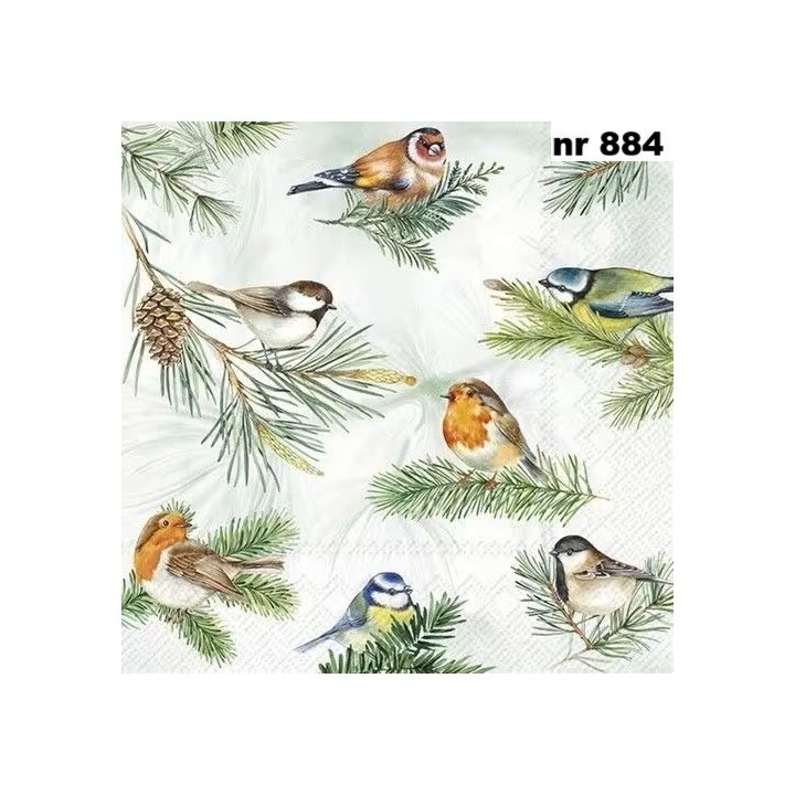 Charming birds green servet 33x33cm