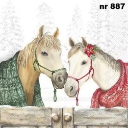 Winter horses servet 33x33cm