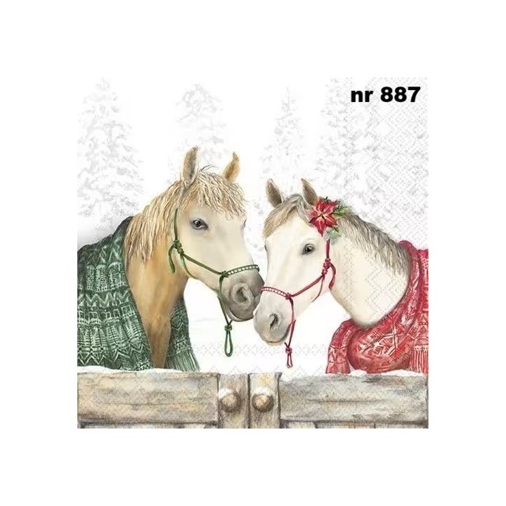 Winter horses servet 33x33cm