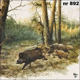 Wild boards in the woods servet 33x33cm