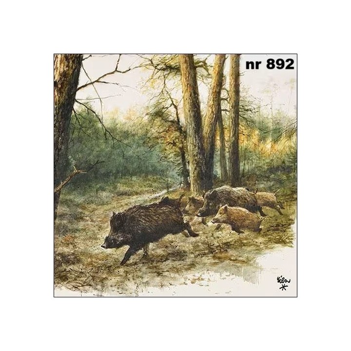 Wild boards in the woods servet 33x33cm