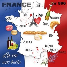 La vie est belle - France servet 33x33cm