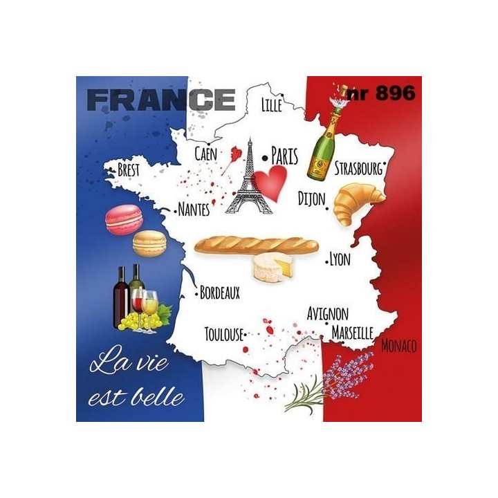 La vie est belle - France servet 33x33cm