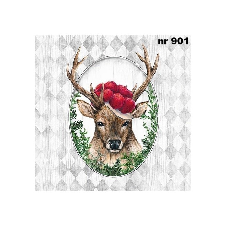 Deer in frame servet 33x33cm