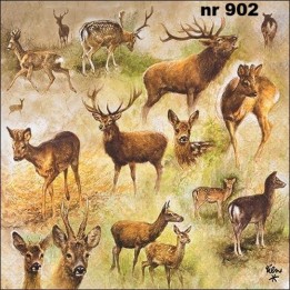 Collage of Deers servet 33x33cm