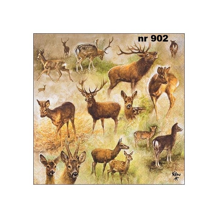Collage of Deers servet 33x33cm