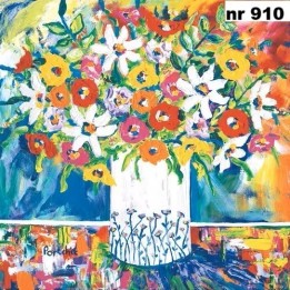 Portchie Art mixed flowers in a white vase servet 33x33cm