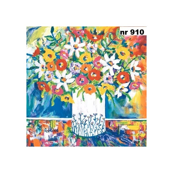 Portchie Art mixed flowers in a white vase servet 33x33cm