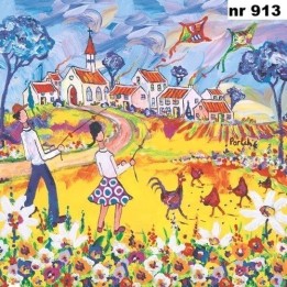 Portchie Art boy and girl flying kites servet 33x33cm