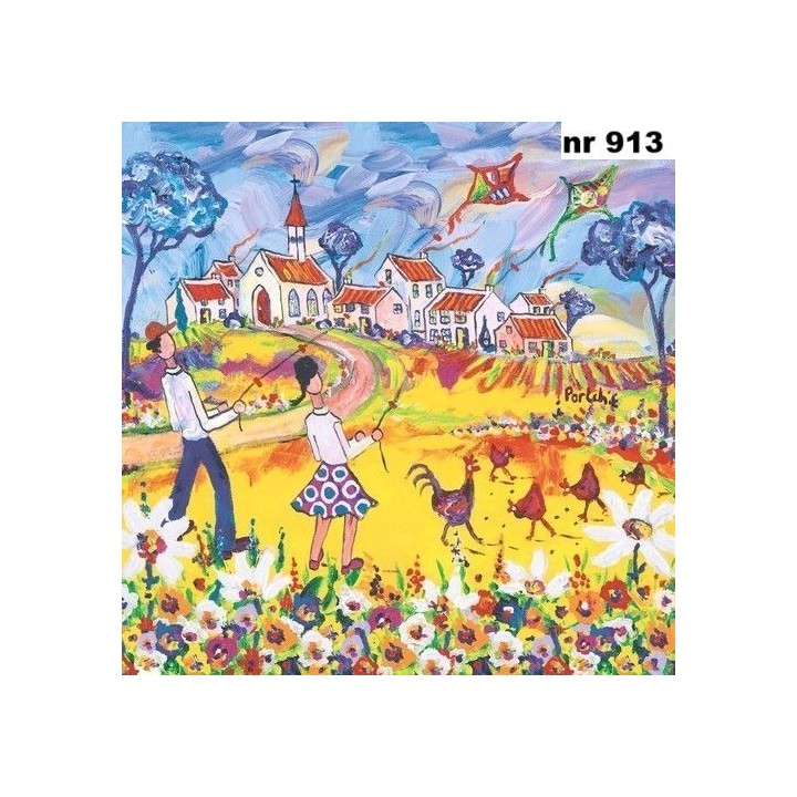 Portchie Art boy and girl flying kites servet 33x33cm