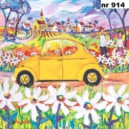 Portchie Art the yellow beetle servet 33x33cm