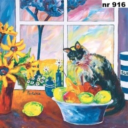 Portchie Art the cat in the kitchen servet 33x33cm