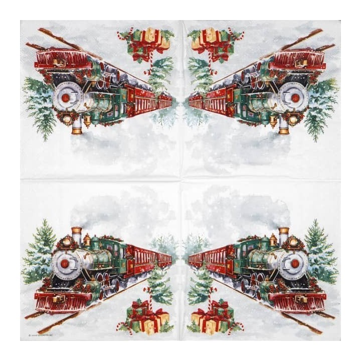 Christmas train servet 33x33cm