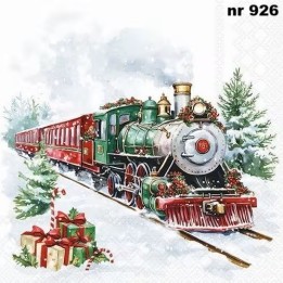 Christmas train servet 33x33cm