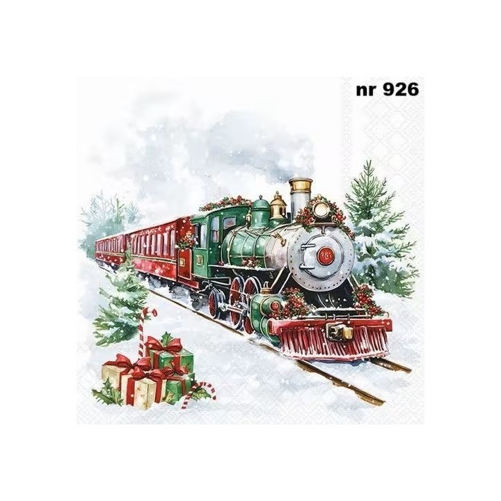 Christmas train servet 33x33cm