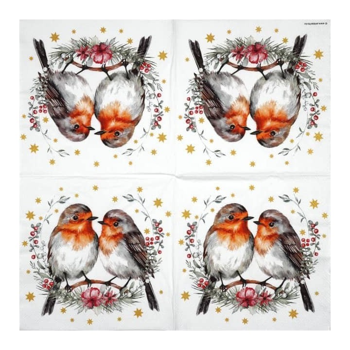Couple of Robins servet 33x33cm
