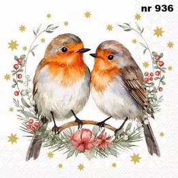 Couple of Robins servet 33x33cm