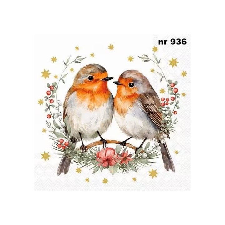 Couple of Robins servet 33x33cm