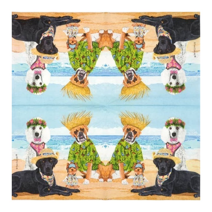 Dogs beach party servet 33x33cm