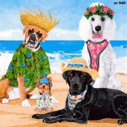 Dogs beach party servet 33x33cm