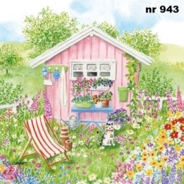 Maison rose servet 33x33cm