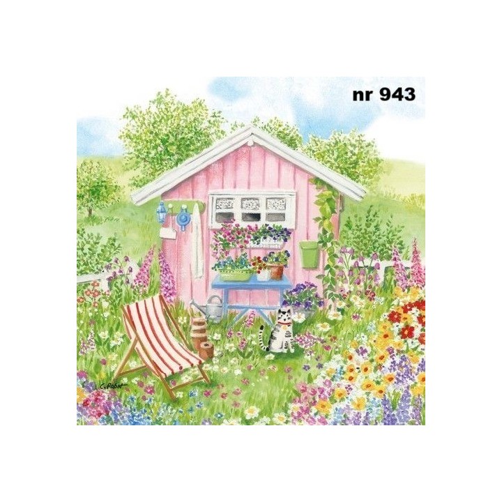 Maison rose servet 33x33cm