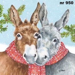 Dana & Don - donkeys servet 33x33cm