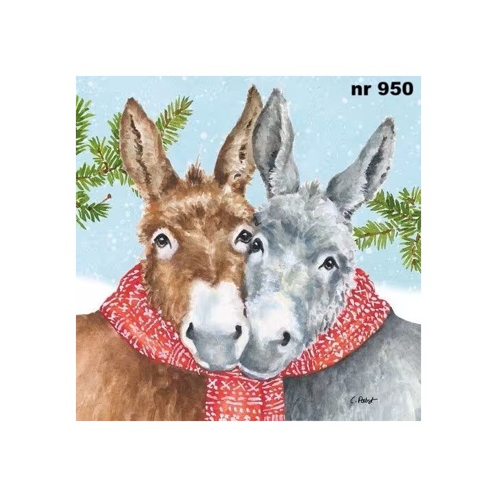 Dana & Don - donkeys servet 33x33cm