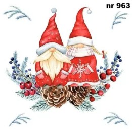 Tomte Couple servet 33x33cm