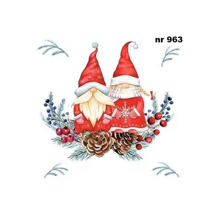 Tomte Couple servet 33x33cm