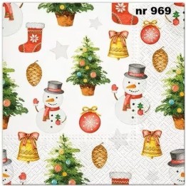 Snowmen Pattern servet 33x33cm