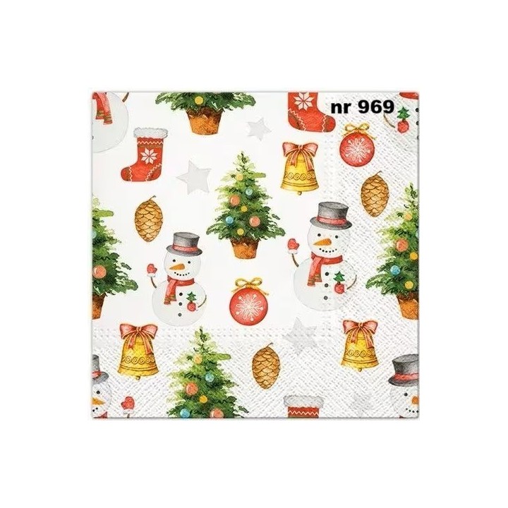 Snowmen Pattern servet 33x33cm