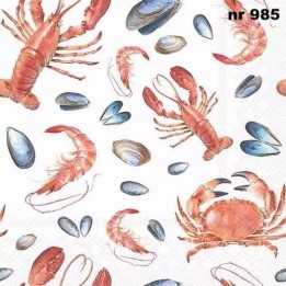 Sea Life White servet 33x33cm