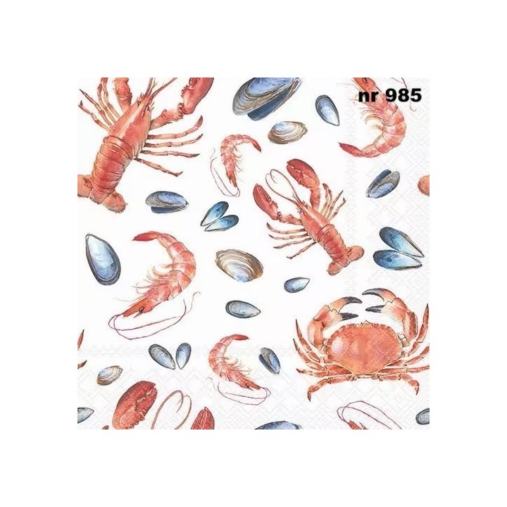 Sea Life White servet 33x33cm