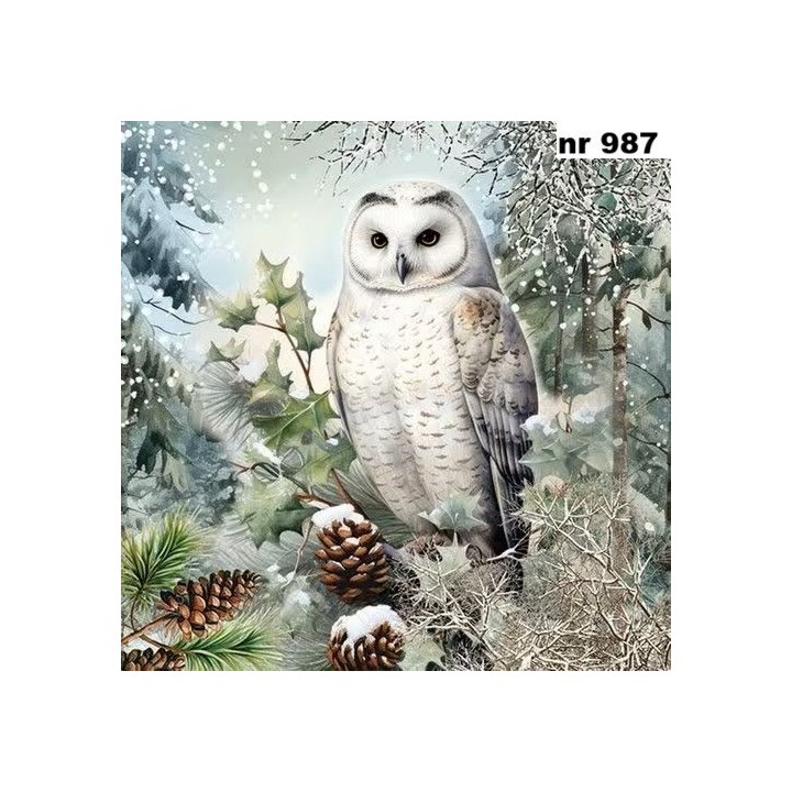 Snowy Owl servet 33x33cm