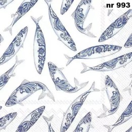 Decorative Fish white servet 33x33cm
