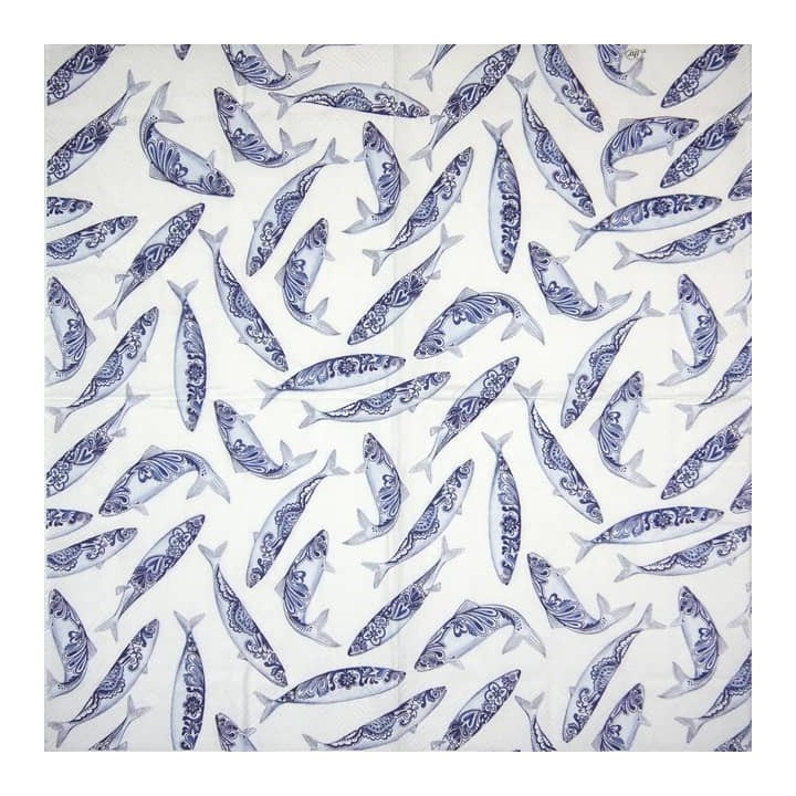 Decorative Fish white servet 33x33cm