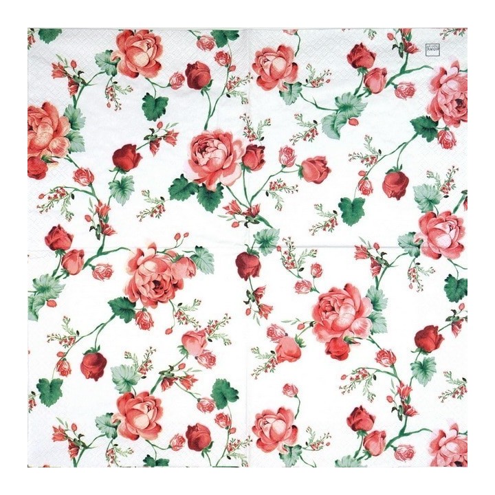 Cottage roses servet 33x33cm