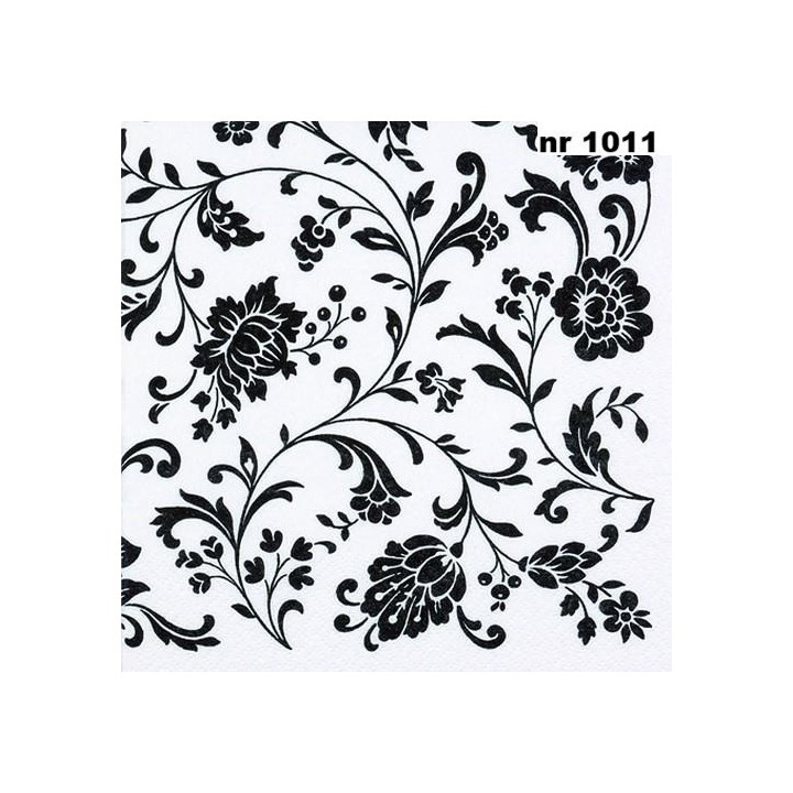 Arabesque white-black servet 33x33cm