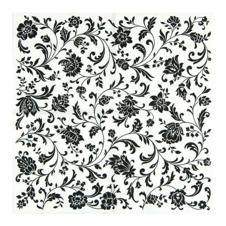 Arabesque white-black servet 33x33cm
