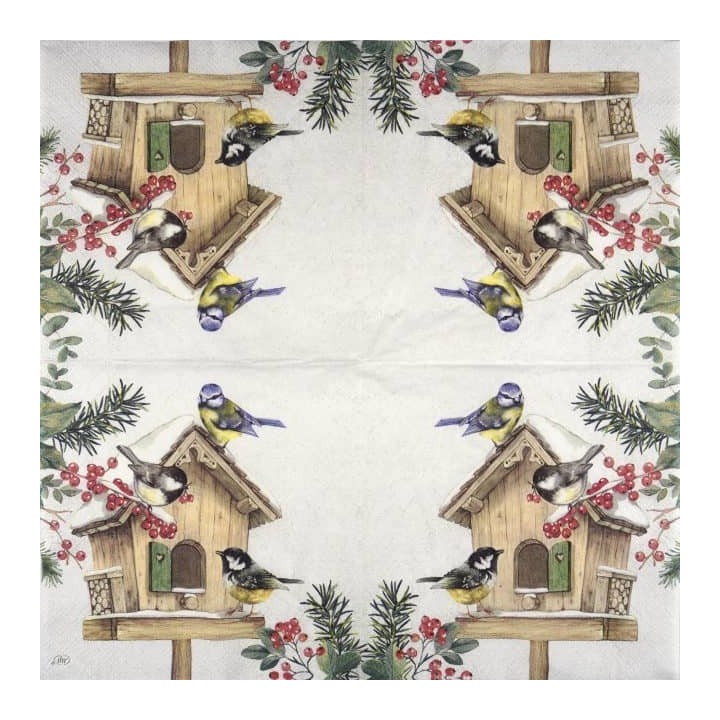 Birds meeting point servet 33x33cm