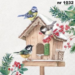 Birds meeting point servet 33x33cm