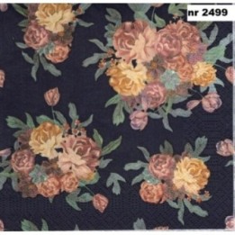Yellow Roses on blue 33x33cm servet