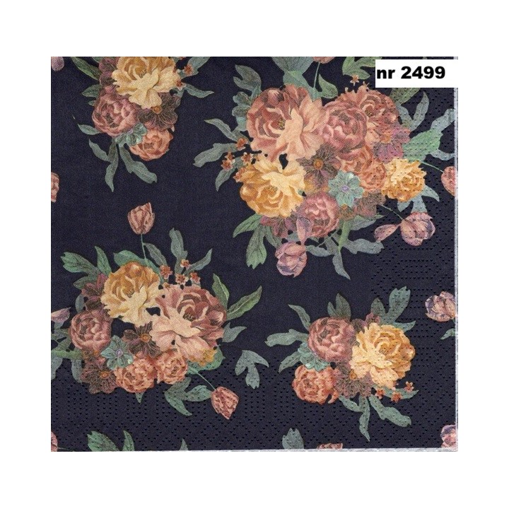 Yellow Roses on blue 33x33cm servet