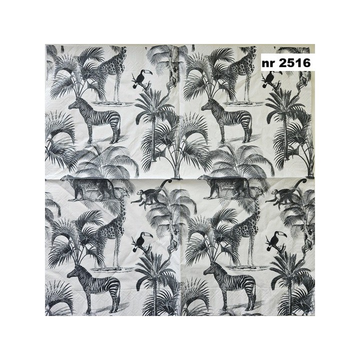 Jungle in black and white 33x33cm servet