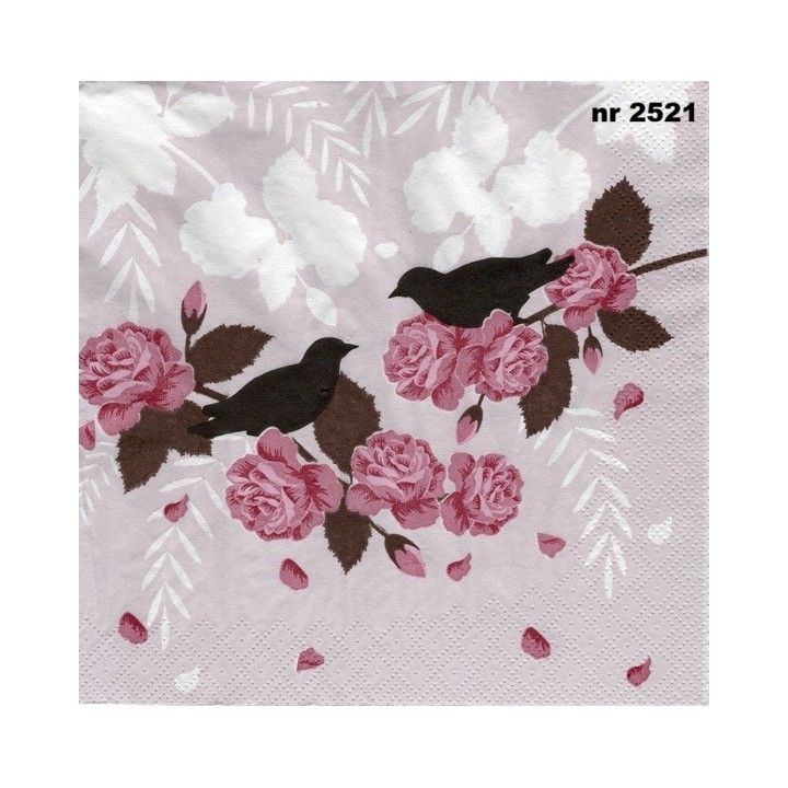 Birds with roses 33x33cm servet