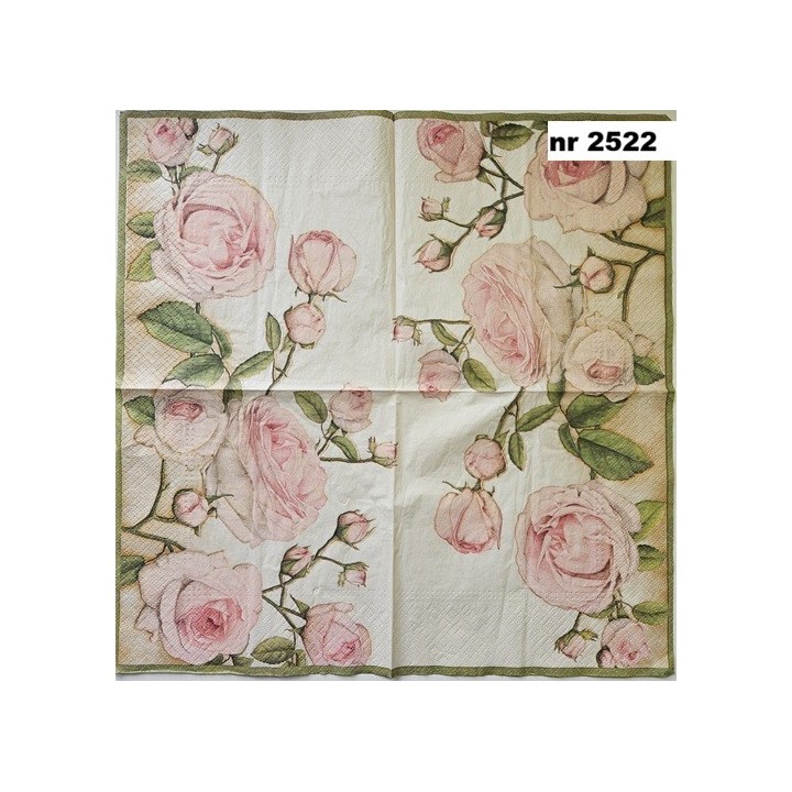 Beautiful pink cabbage roses 33x33cm servet