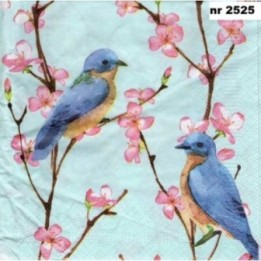 Birds in blossom 33x33cm servet